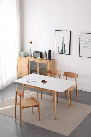 modern carlo extendable wood dining table with oak frame