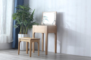 modern gianni vanity table with mirror oak finish