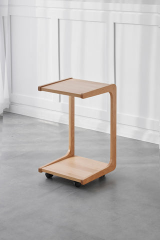 modern nido beech wood table wheels