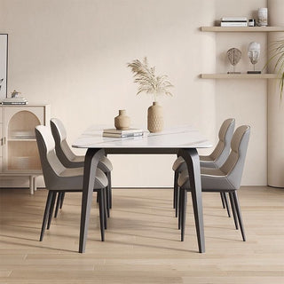 modern white sintered stone dining table side view