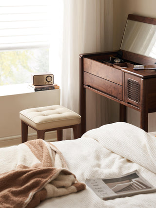 monty oak vanity chair plush seat