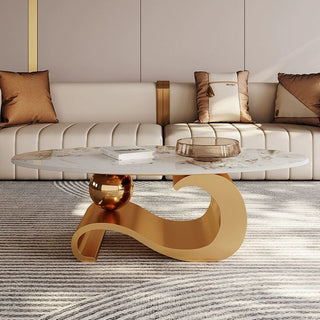 napoli oval marble coffee table contemporary look