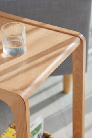 nido beech wood minimal table wheels