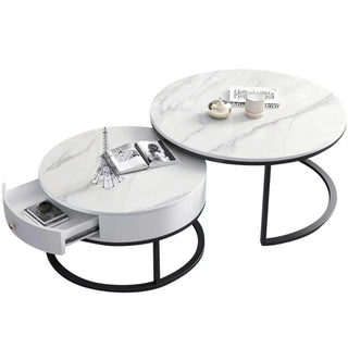 nikita sintered stone coffee table set white