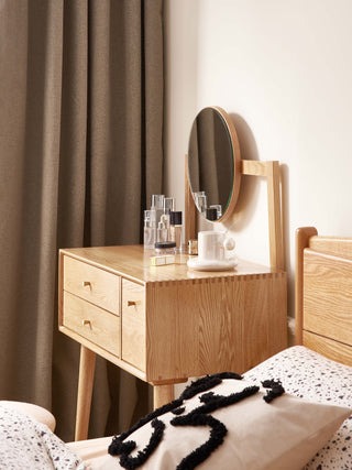 nube oak wood mirror table