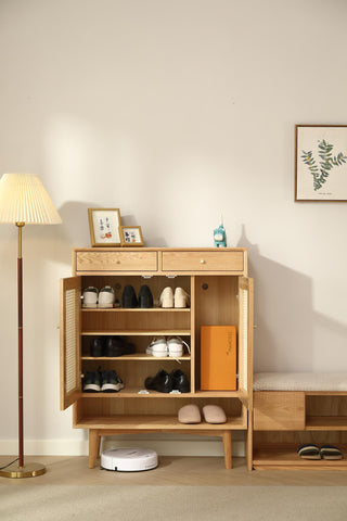 oak wood diego cabinet for shoe organization two drawers