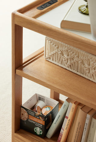 oak wood rivo table with usb ports