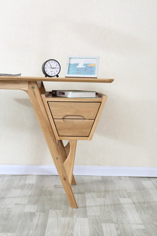 oak wood sergio contemporary study table 2 drawers