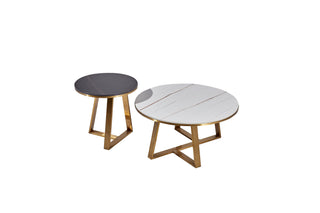 ophelia coffee table in gold with sintered stone top