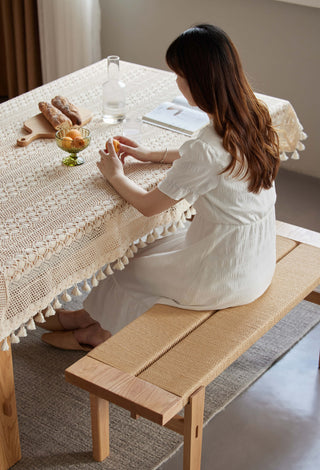 pavia wooden bench with corded seat