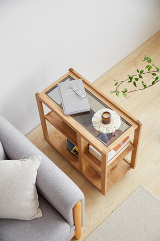 removable wheels arte oak side table