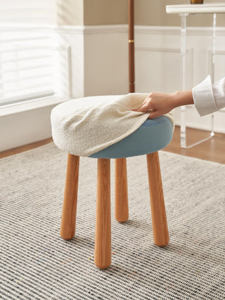 riley oak wood stool for dressing table