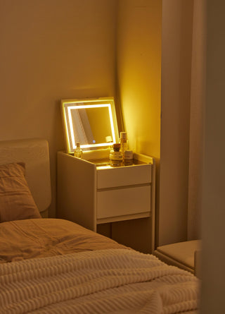 rose dresser white lift mirror with lights