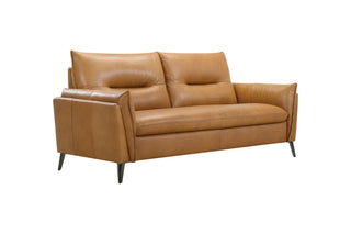 Brown leather sofa on a white background