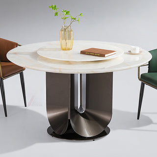 santiago round dining setup for four