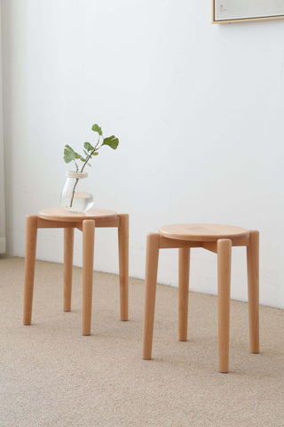 seth beech wood stool rounded legs