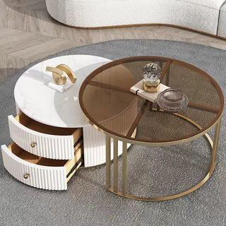 shirley golden frame glass top table
