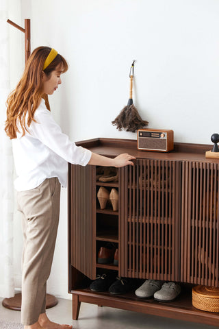 shoe organizer walnut