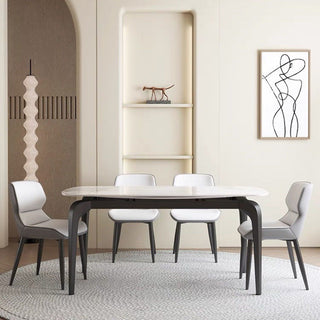 sintered stone dining table with four maddison dining chair