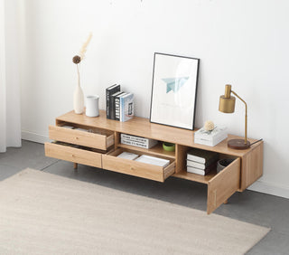 sleek angelo oak wood tv console one door design