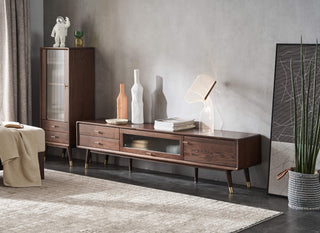 sleek mike wood tv console interior
