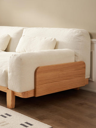 sol fabric two seater wooden sofa