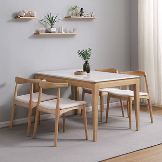 spacious dahlia sintered stone dining table with wooden legs