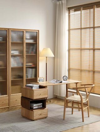 stylish alberto designer study table with side drawers oak