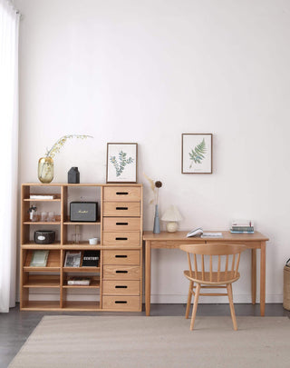 stylish dario study table with cabinet oak finish