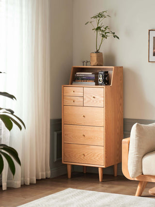 sulmo oak slim chest of drawers space saving