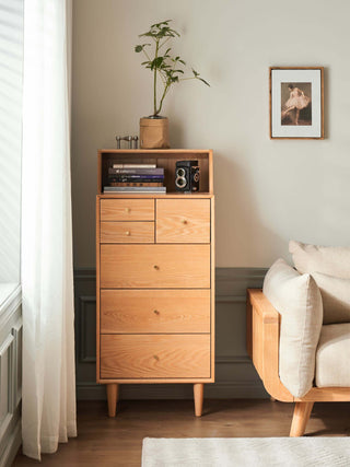 sulmo slim oak chest of drawers compact