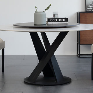 tomas lazy susan table white top black base