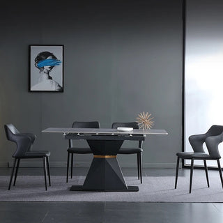trident extendable dining table black base