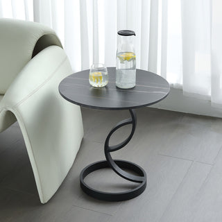 valeria black round side table