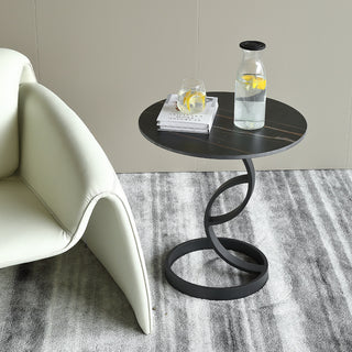 valeria black round side table room setting