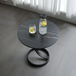 valeria black round side table top view