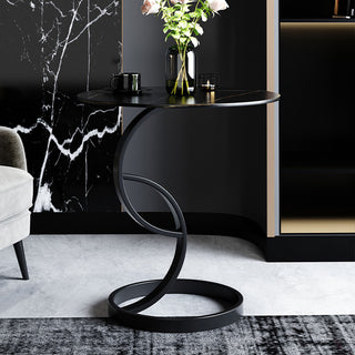 valeria black round side table