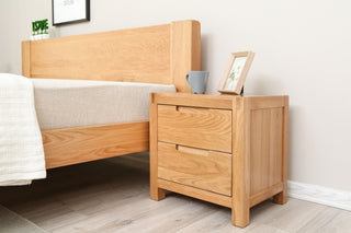 venet two drawer oak bedside