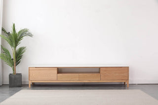 vito tv console oak solid wood storage