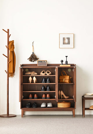 walnut shoe organizer
