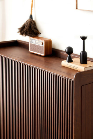 walnut shoe storage