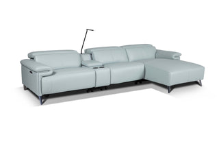 white modular l shaped recliner sofa with reading light