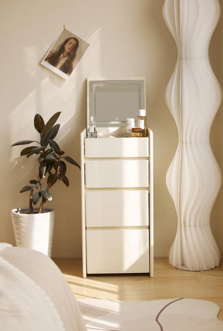 white rose dressing table with integrated lighting