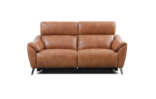 2.5 seater brown leather electric recliner sofa