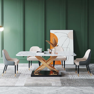 luxury sintered stone rectangle dining table solid base