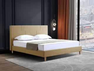 beige fabric austin bedframe headboard