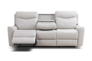 bella 3 seater reclinersofa white with cupholder
