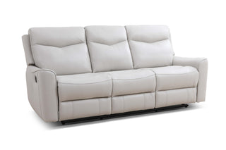 bella authentic leather white 3 seater manual recliner