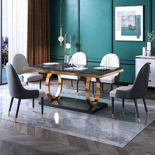 black marble dining table 2 gold ring leg base