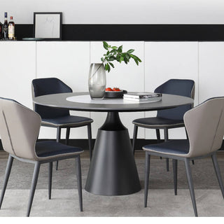 black sintered stone black steel round dining table